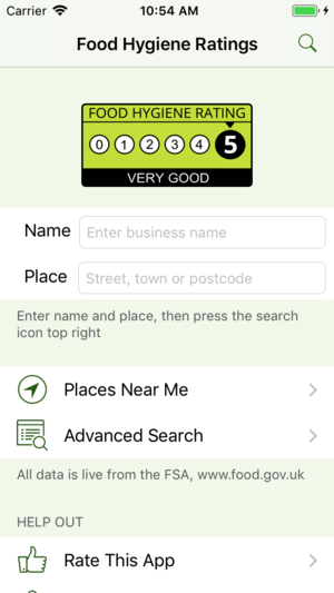 iOS Food Hygiene Ratings